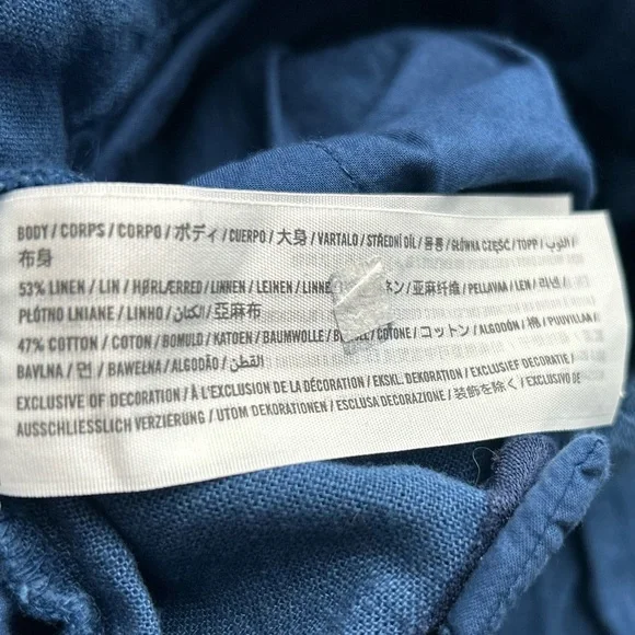 Abercrombie & Fitch Blue Women’s loose wide leg linen blend trousers pants M - Picture 6 of 6